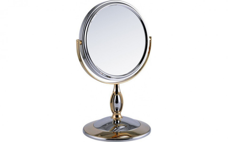 Зеркало косметическое Weisen B6"806 C/G Chrome&Gold настольное 2-стор 5-кр.ув.15 см