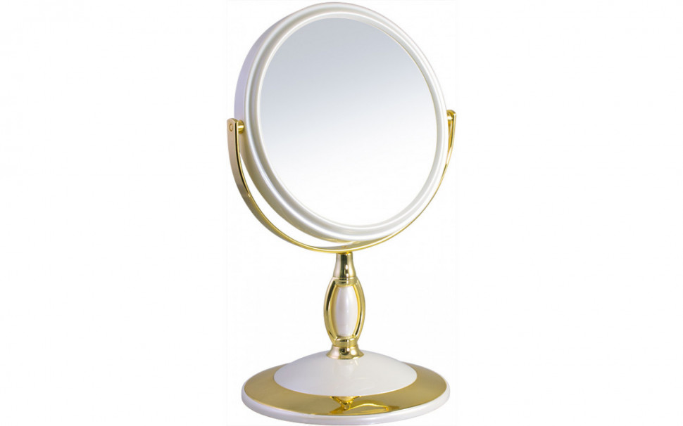 Зеркало косметическое Weisen B6"806 PER/G WPearl&Gold настольное 2-стор 5-кр.ув.15 см