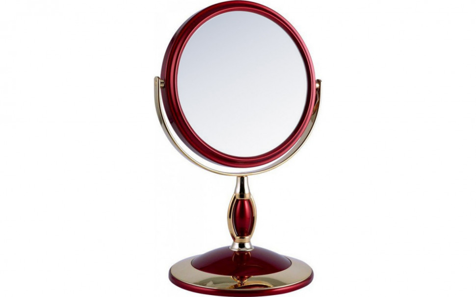 Зеркало косметическое Weisen B6"806 RUBY/G Red&Gold настольное 2-стор 5-кр.ув.15 см