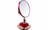 Зеркало косметическое Weisen B6"806 RUBY/G Red&Gold настольное 2-стор 5-кр.ув.15 см