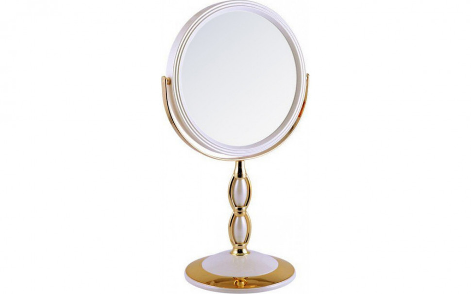 Зеркало косметическое Weisen B7"8066 PER/G WPearl&Gold наст кругл 2-стор 5-кр.ув.18 см